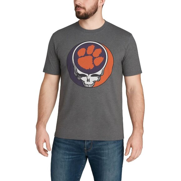 Clemson X Grateful Dead Steal Your Face Tee Gray Short Sleeve Crewneck Large - Picture 1 of 5